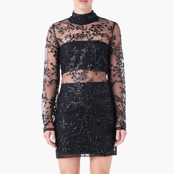 Endless Rose Woman Black Women's Sequins Embroidered Mini Dress, Size X Small - Picture 1 of 17